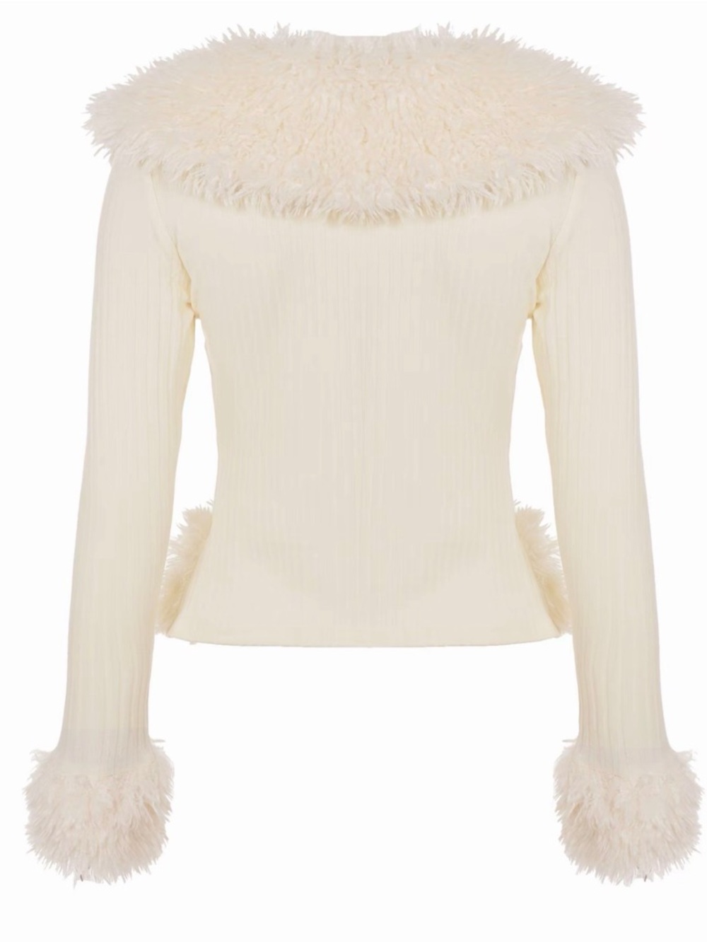 Furry Trim Ivory Zip-Up Jacket NWOT - Picture 2 of 10